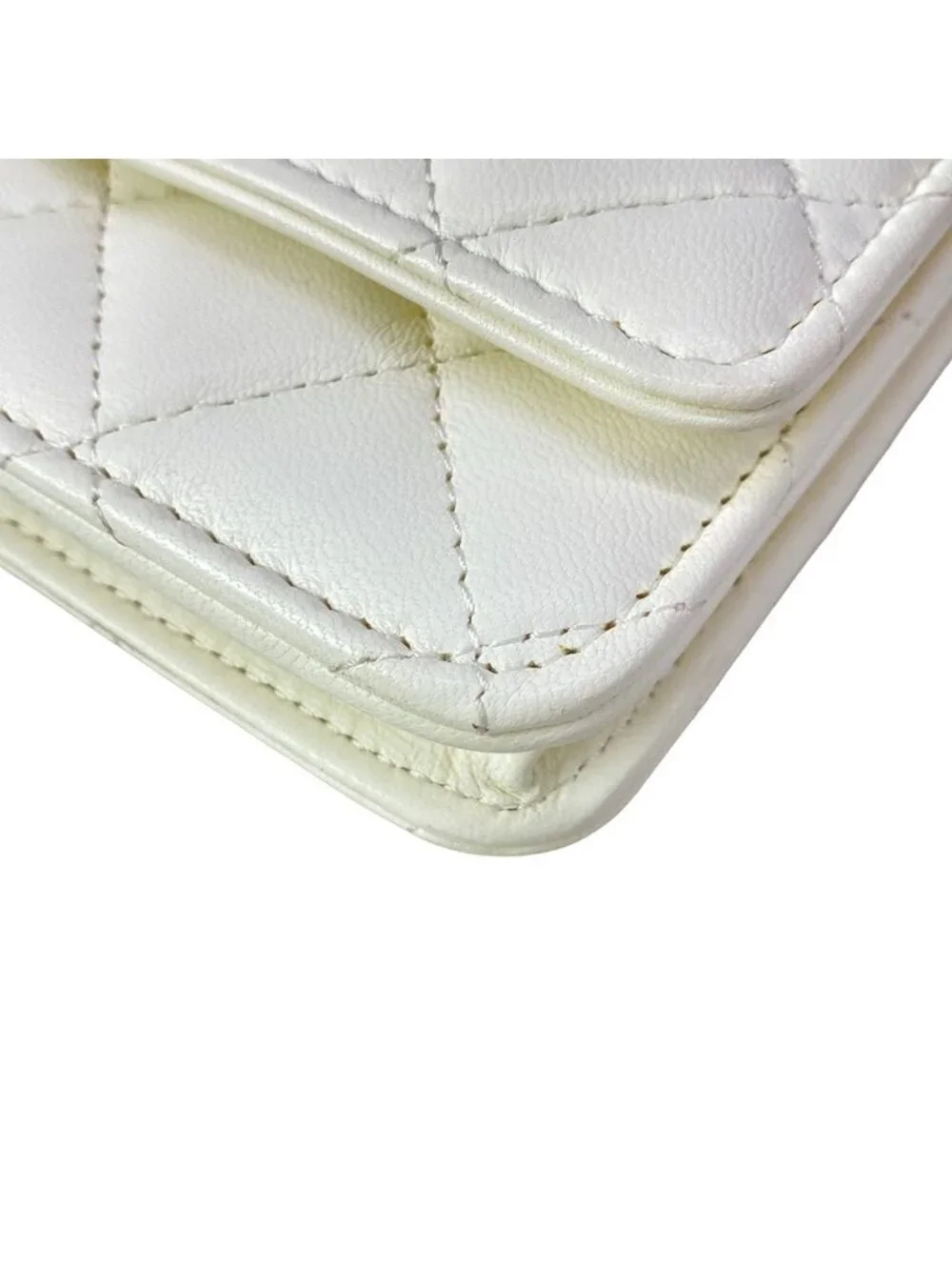 Chanel Wallet Quilted White Chain Gold Coco Ball Aja Star Lambskin Shoulder Bag